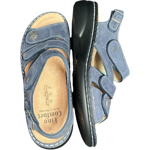 Blue Nubuc Leather FINN COMFORT Gomera Slingback Sandals EU 38 US 7.5 - Picture 3 of 7
